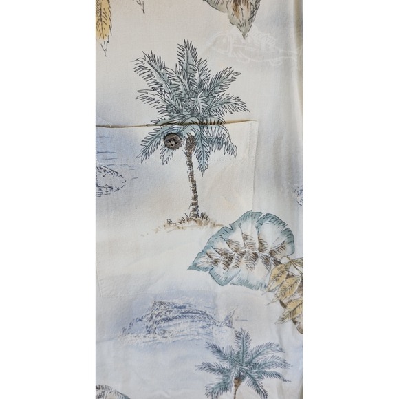 Batik Bay Palm Tree and Fish Short Sleeve Button Front Shirt 100% Rayon Size XL - Picture 2 of 7